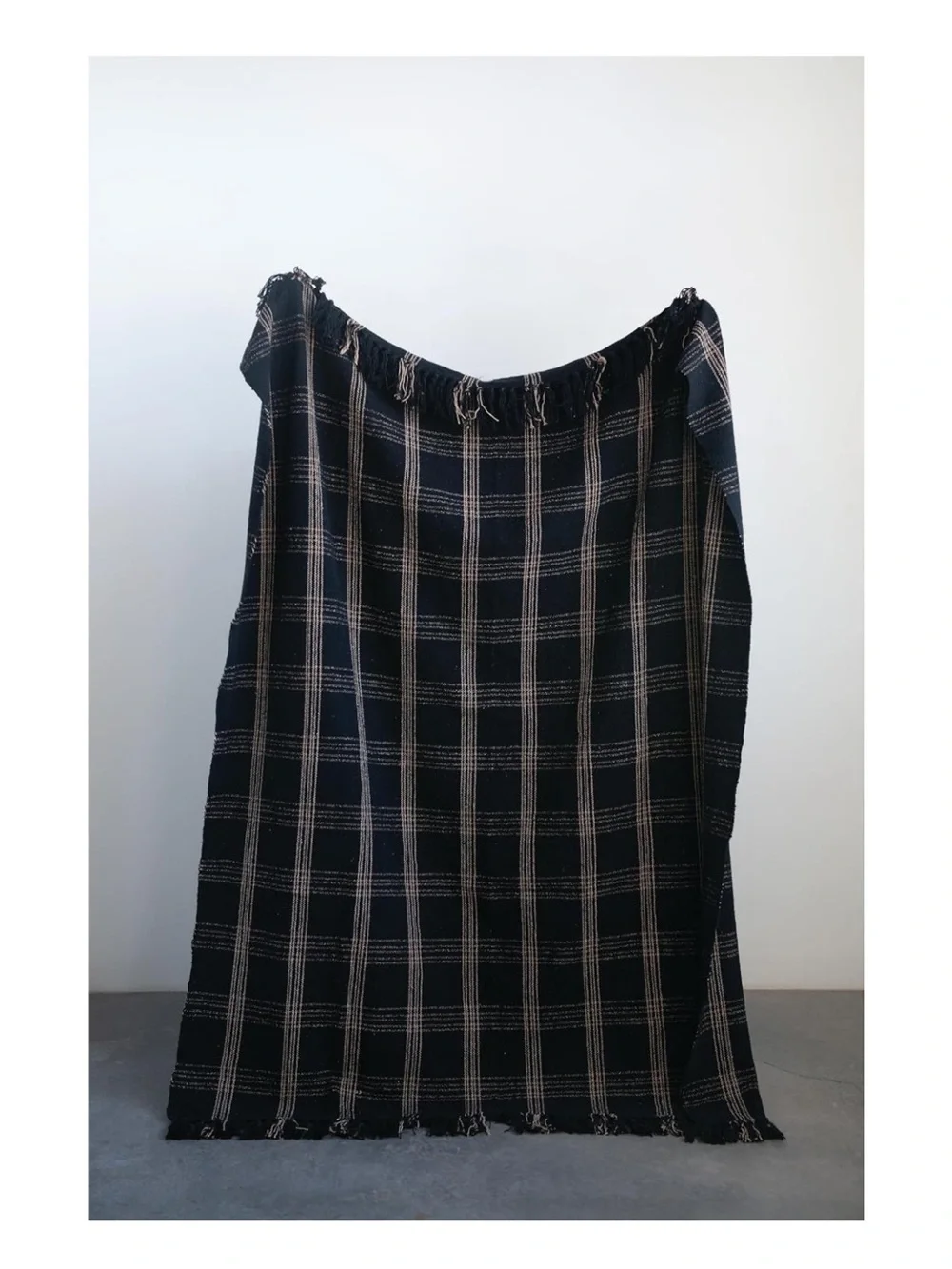 Black and Tan Plaid Throw 100% Cotton 60x50”